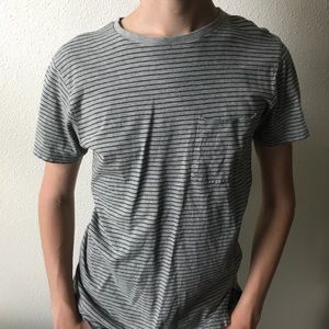 gray and black striped shirt